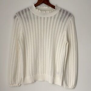 J. Crew White Textured Knit Top